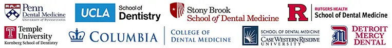 Leading dental school logos where applicants received acceptances with admissions consulting